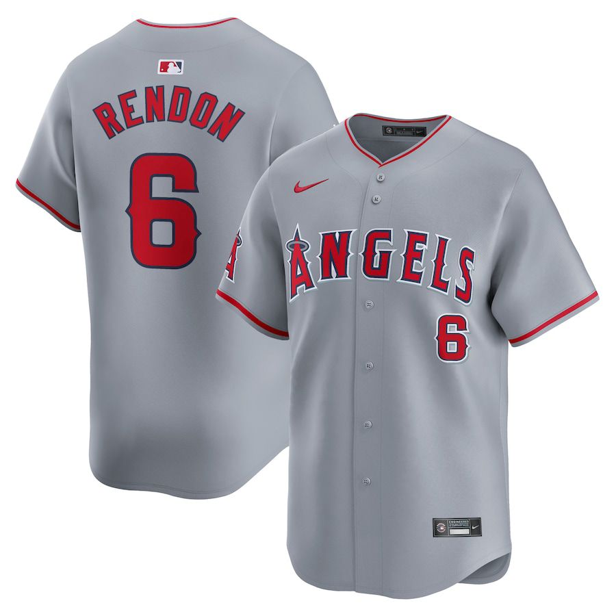 Men Los Angeles Angels #6 Anthony Rendon Nike Gray Away Limited Player MLB Jersey